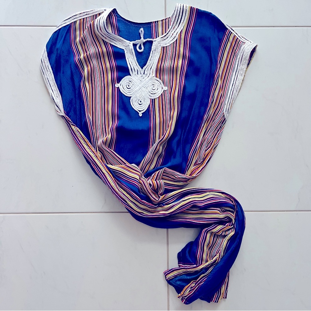 Moroccan Kaftan 100% Cotton Striped Pattern Small-Medium